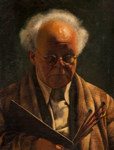 Autorretrato con paleta y pinceles de Arthur Segal