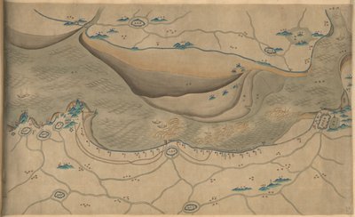 120.000. suministrados. Orientado con el norte hacia abajo. El relieve se muestra de forma pictórica. Mapa pictórico. Compra de Hummel 1930, no. 34. Muestra el área a lo largo del río Qiantang, especialmente la sección de la bahía de Hangzhou en la provinc de Arthur W. Hummel