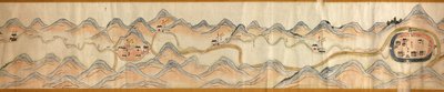 16.000. suministrados. Orientado con el norte a la derecha. Relieve mostrado pictóricamente. Vista de pájaro. Cubre el río Wei en Baoji Xian, Shanxi Sheng hasta Shu Dao en la frontera Shanxi-Sichuan. Muestra los asentamientos, las paradas de descanso, las  de Arthur W. Hummel