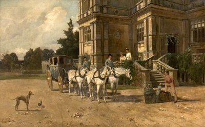 Vista Frontal de Wollaton Hall, Nottingham con Caballo y Carruaje, c.1880-1906 de Arthur Walker Redgate