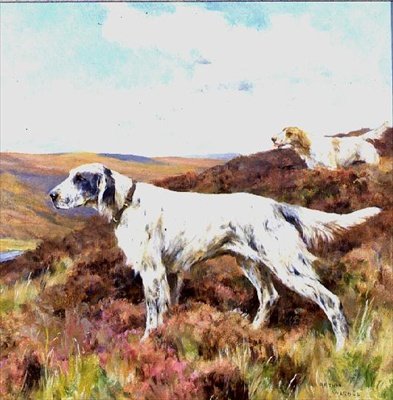 Setters ingleses (óleo sobre tabla) de Arthur Wardle