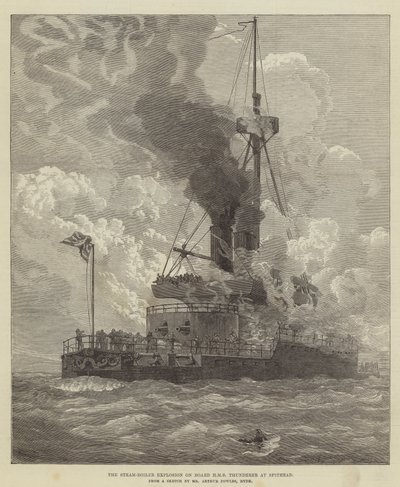 La explosión de la caldera de vapor a bordo del HMS Thunderer en Spithead de Arthur Wellington Fowles