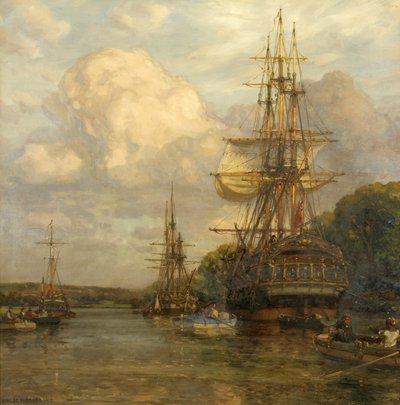 Corsarios amarrados en Hungroad a principios del siglo XIX de Arthur Wilde Parsons