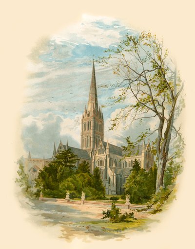Catedral de Salisbury, desde el Palacio del Obispo de Arthur Wilde Parsons