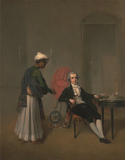 Retrato de un caballero, posiblemente William Hickey, y un sirviente indio de Arthur William Devis