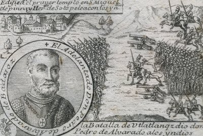 ALVARADO, Pedro de (1485-1541). Conquistador español y gobernador de Guatemala. Batalla de Ulatlanga de Artist Unknown