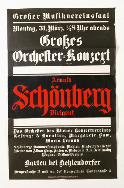Cartel anunciador de un concierto de obras de Schoenberg (cartel) de Artist Unknown