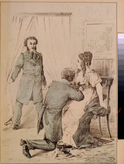 Alexander Pushkin (1799-1837) (litografía) de Artist Unknown