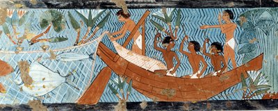 Arte Egipto: Pesca en el Sena. Fac simile reproducido de la tumba de d