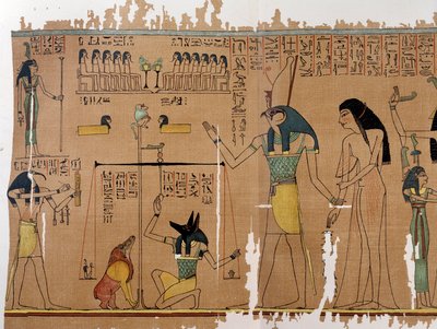 Art Egypt: el peso del alma - Los dioses Anubis y Thot. Colegio Anhai Simile de Artist Unknown