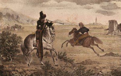 CABRERA Y GRINO, Ramón (1806-1877). Militar carlista español. España. Guerras Carlistas. Caballería del Cid. Imagen del "Album de tropas carlistas de Aragón". Litografía. Colección particular de Artist Unknown