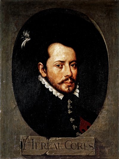 CORTES Hernán ( 1485-1547). Conquistador español de México (óleo sobre lienzo) de Artist Unknown