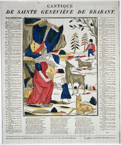 Cantique de saint Geneviève de Brabant - grabado en madera. de Artist Unknown