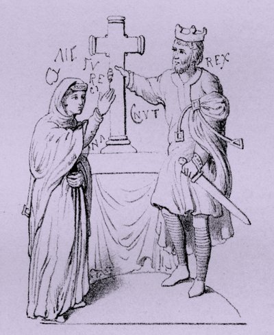 Canuto el Grande y su reina Emma de Normandía (grabado) de Artist Unknown