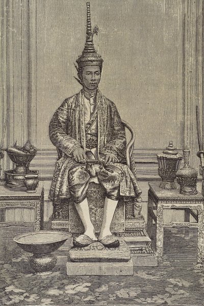 Chulalongkorn o Rama V (1853-1910). Quinto monarca de Siam bajo la Casa de Chakri. Grabado. Colección privada de Artist Unknown