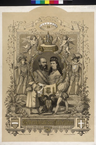 Papel conmemorativo de las bodas de plata de la pareja imperial 1879 de Artist Unknown