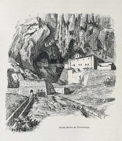Covadonga. Ermita de Santa María. Grabado. ESPAÑA. ARAGÓN. Zaragoza. Academia General Militar de Artist Unknown