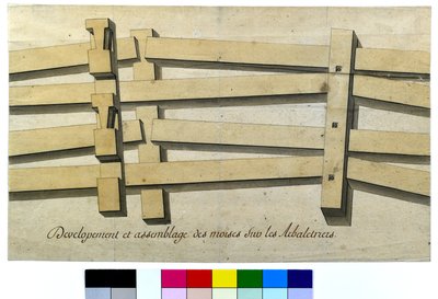 Desarrollo y montaje de los soportes sobre cerchas, sin fecha (pluma y aguada sobre papel) de Artist Unknown