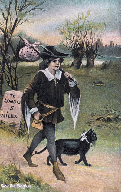 Dick Whittington camino de Londres (impresión) de Artist Unknown