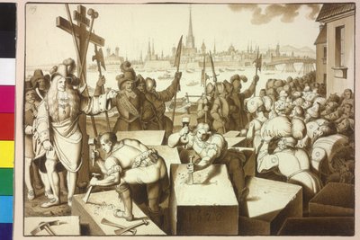 El emperador Leopoldo I destierra al judío y deja construir en la Leopoldstadt casas de Dios de Artist Unknown