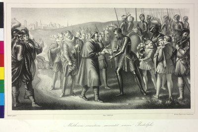 Francisco de Dietrichstein remite al rey Mateo I una carta del emperador Rodolfo II de Artist Unknown