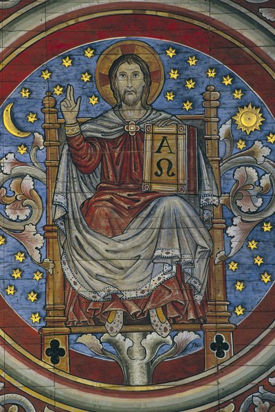 ALEMANIA. BAJA SAJONIA. Hildesheim. Iglesia de Sankt Michael. Cristo entronizado, detalle del techo de madera (siglo XIII). Arte románico de Artist Unknown