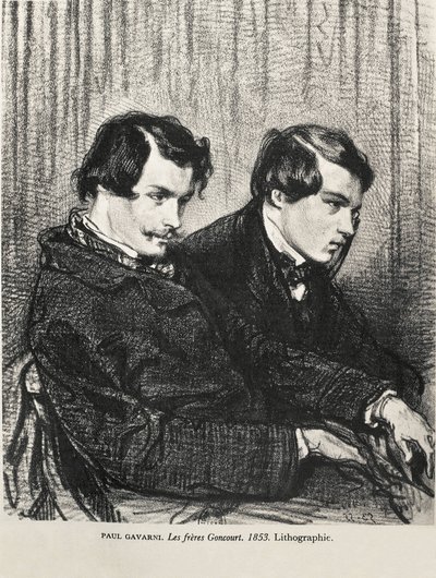 Gavarni, Hippolyte-Guillaume-Sulpice Chevalier, llamado Paul (1804-1866). Edmond y Jules de Goncourt en un palco del teatro. 1853. GONCOURT, Edmon Huot de (1822-1896). Escritor inglés; GONCOURT, Jules Huot de (1830-1870). Escritor inglés. Litografía. Priv de Artist Unknown