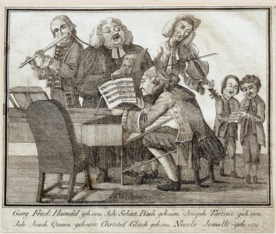 Georg Friedrich Haendel (1685-1759) (acuarela y tinta sobre papel) de Artist Unknown