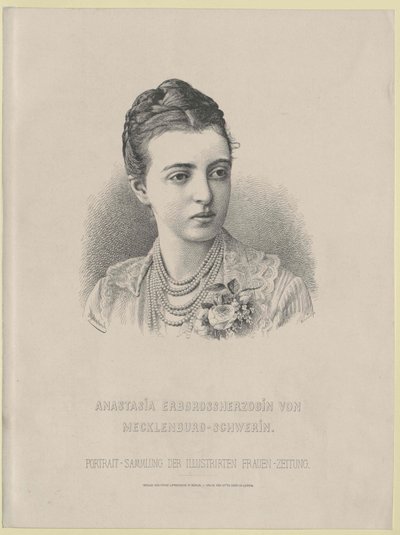 Gran Duquesa de Rusia Anastasia Mijáilovna de Artist Unknown