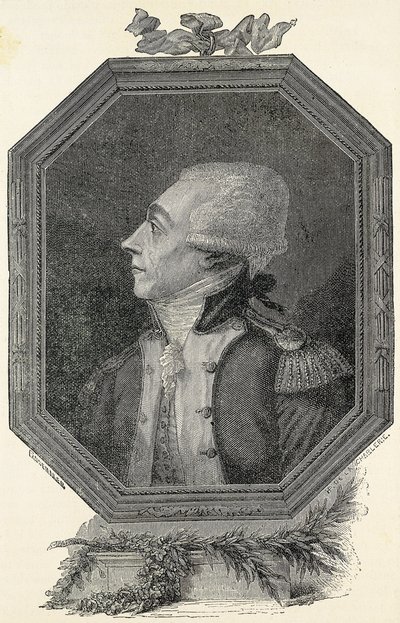 Lafayette, Marie Joseph Gilbert Motie Motier, marqués de (1757-1834). Aristócrata y militar francés, de ideología liberal. Aguafuerte de Artist Unknown