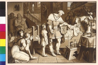 El margrave Ottokar IV entrega en el río Enns moribundo la marca de Estiria a Leopoldo V de Artist Unknown