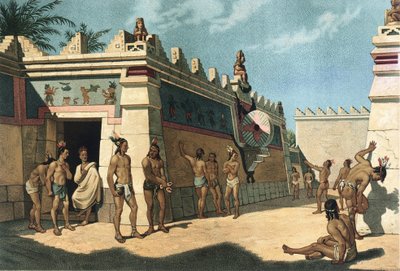 Civilización maya, Juego de pelota mesoamericano, Litografía de Artist Unknown