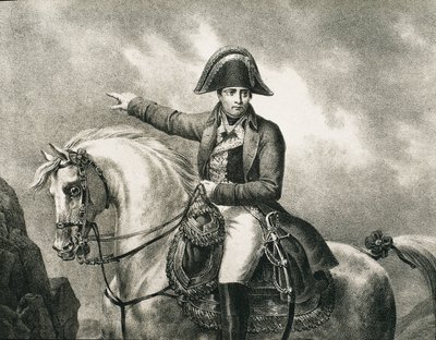 NAPOLEÓN I Bonaparte (1769-1821). Militar y político francés, Emperador de Francia (1804-1815). Detalle de un retrato ecuestre de Napoleón, inspirado en el retrato original de Joseph Chabord. Grabado de Artist Unknown