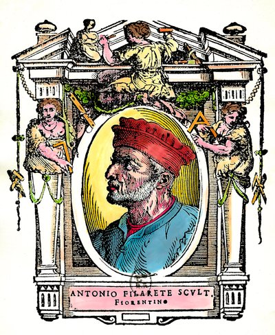 Retrato de Antonio Filarete (Antonio di Pietro Averlino o Averulino), escultor florentino (grabado) de Artist Unknown