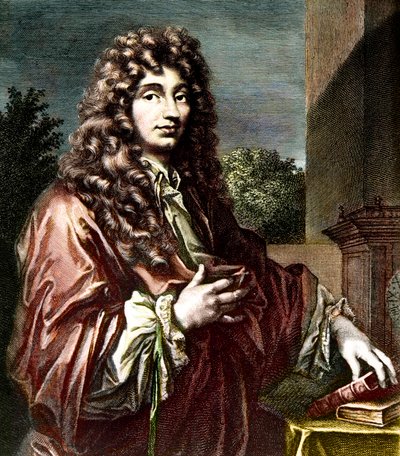 Retrato de CHRISTIAN HUYGENS (1629-1695) - Matemático, físico y astrónomo holandés - Grabado coloreado - Retrato de Christiaan Huygens - Físico y matemático holandés (1629-1695). de Artist Unknown