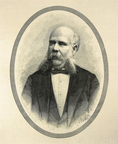 RIUS I TAULET, Francesc de Paula (1833-1889). Abogado y político español. Alcalde de Barcelona y promotor de la Exposición Universal de Barcelona de 1888. Retrato publicado en "La Ilustración Española y Americana" de A. Carretero. Grabado. de Artist Unknown