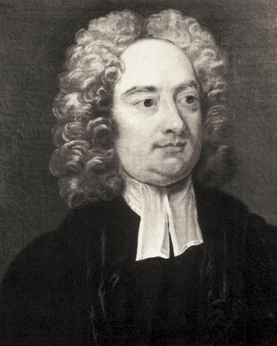 SWIFT, Jonathan (1667-1745). Clérigo y escritor satírico irlandés. Retrato como deán de la catedral de San Patricio de Dublín según pintura de Charles Jervas (1675-1739). Grabado. Colección particular de Artist Unknown