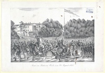 Escena en el Prater (en Viena) el 23. de agosto de 1848 de Artist Unknown