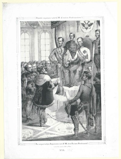 Los diputados húngaros ante Sir M. el emperador Fernando I en la semana de marzo de 1848 de Artist Unknown