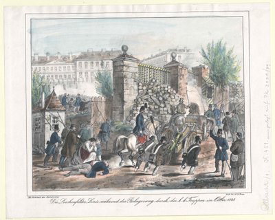 La línea de Lerchenfelder durante el asedio de las tropas del k. k. en octubre de 1848 de Artist Unknown