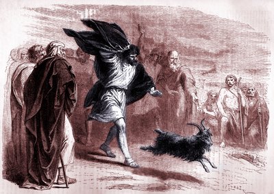 El chivo expiatorio enviado al desierto por Azazel, Levítico, Cap. XVI (imprimir) de Artist Unknown