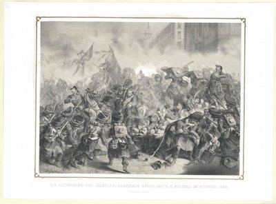 El asalto a la barricada de Jaegerzeil por los militares k. k. en octubre de 1848 de Artist Unknown