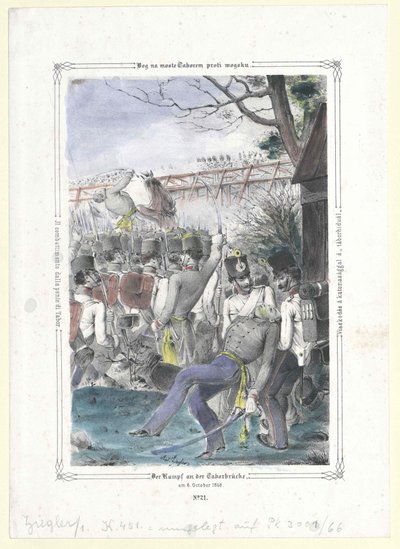 El combate en el Taborbruecke (Puente Tabor) de Artist Unknown