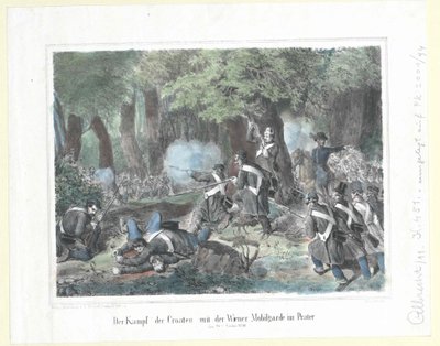 El combate de los croatas con la guardia móvil vienesa en el Prater el 28 de octubre de 1848 de Artist Unknown