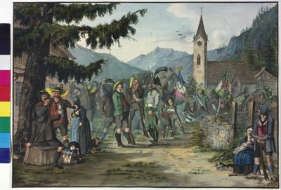 El regreso conquistador de los campesinos basado en una lucha contra los franceses de Artist Unknown