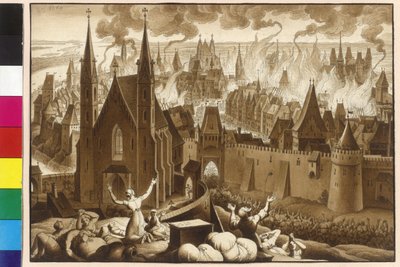 El tremendo incendiario de Viena entre el rey Ottokar en el 1260 de Artist Unknown