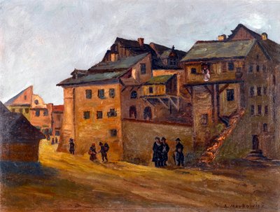"Barrio judío en Cracovia" de Markowicz, Artur (1872-1934), - Óleo sobre lienzo, 21x27,5 - Colección privada de Artur Markowicz