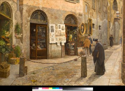 Vista de la Via San Bernardino en Milán Italia Pintura de Arturo Ferrari (1861-1932) 1912 Colección particular de Arturo Ferrari