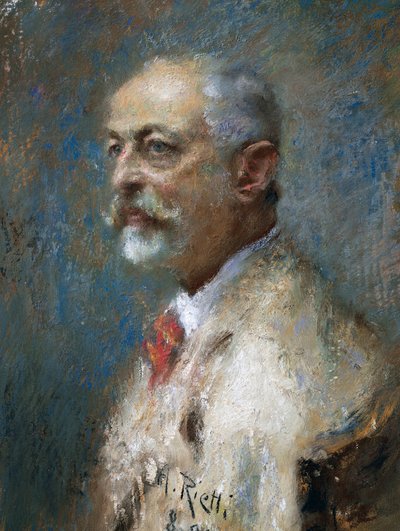 Retrato del escultor italiano Giuseppe Sartorio, por Arturo Rietti, óleo sobre lienzo. Italia, siglo XX de Arturo Rietti