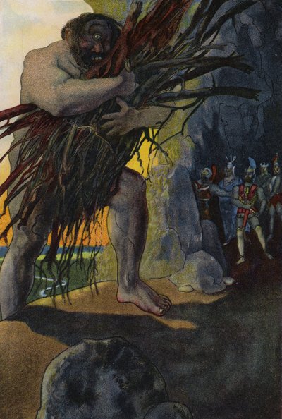 Odiseo y sus compañeros en la cueva del cíclope Polifemo de Artus Scheiner